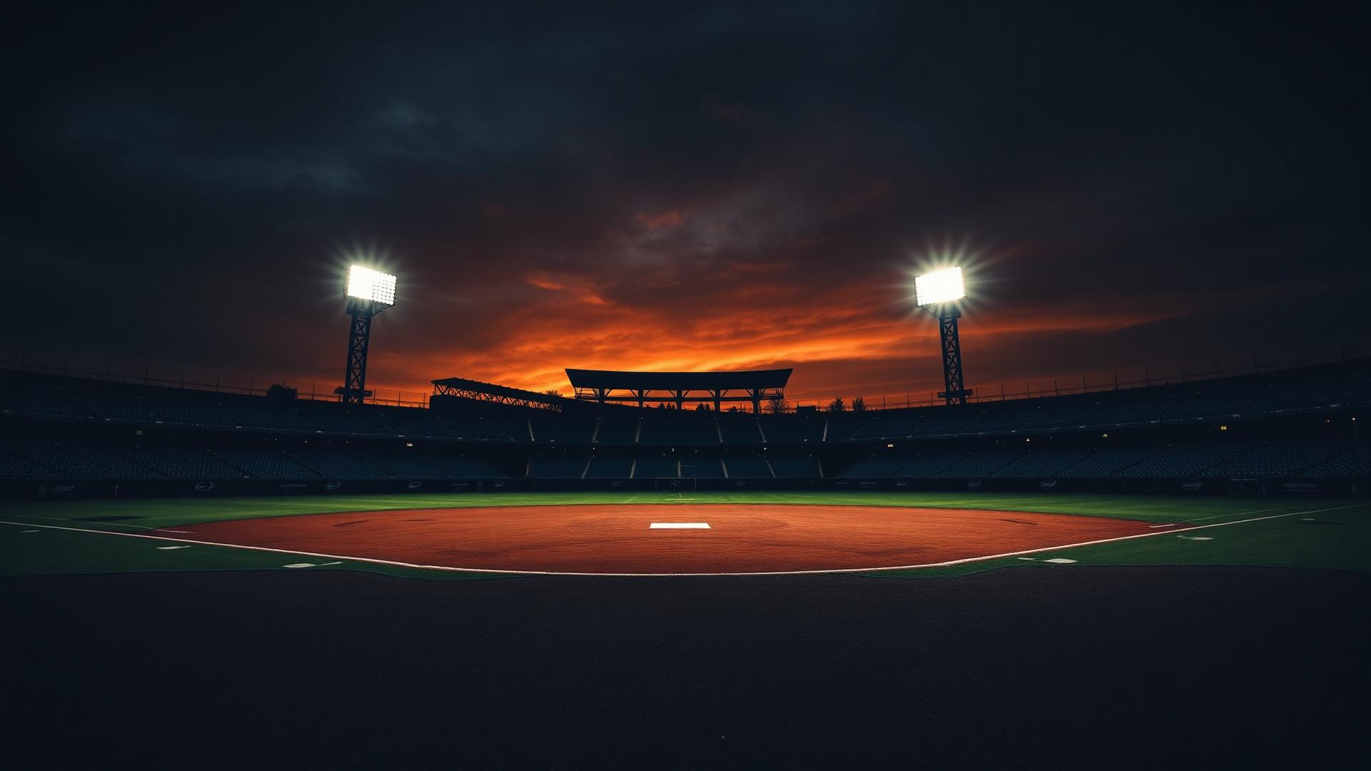 Baseball field at golden hour